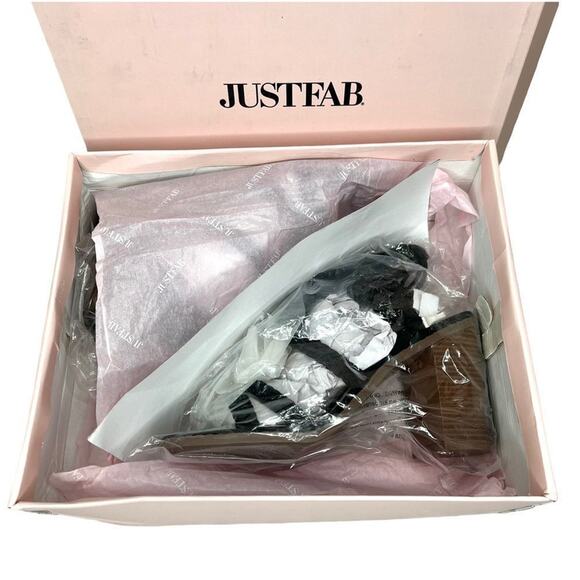 JustFab Brenda Braided Strappy Open-Toe Gladiator Block Heel Sandal Black 7.5 - Picture 6 of 6